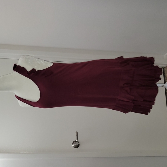 Juicy Couture Burgundy Ruffle Tiered Bottom Mini Summer Dress Size Small GUC - Picture 5 of 16